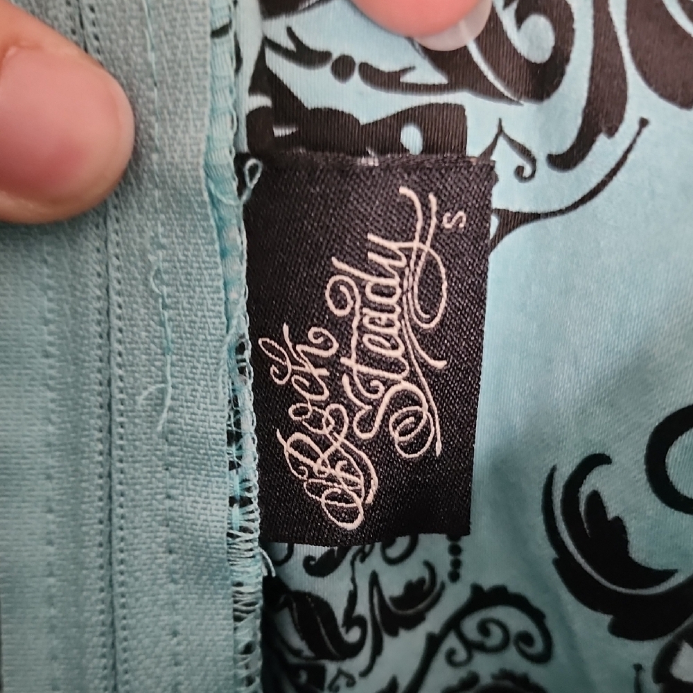 RockSteady Teal and Black Skull Print Mini Dress - Picture 2 of 4